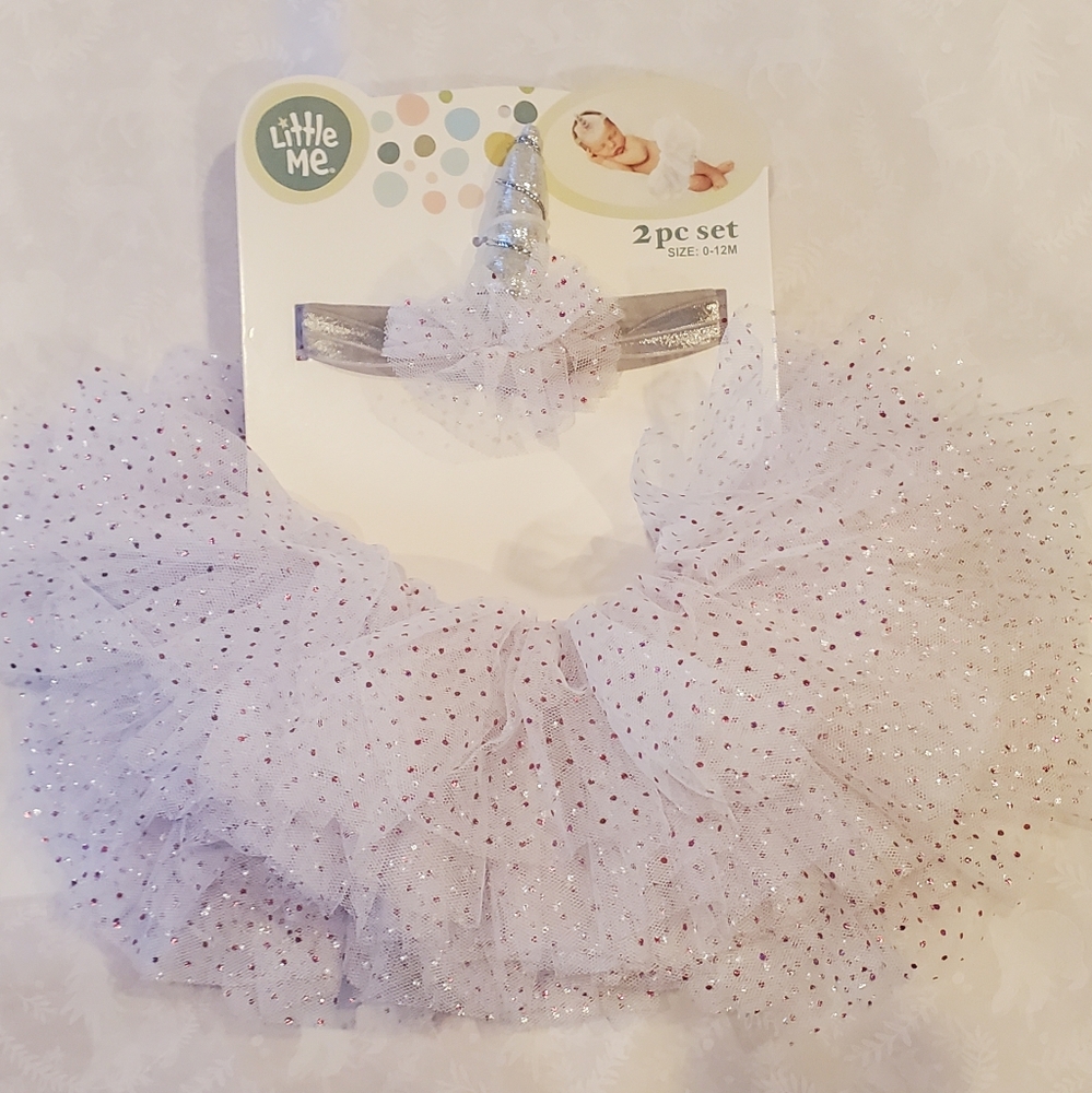 💕🦄💖NWT Little Me 2-piece set unicorn photo props 0-12 months pink tulle